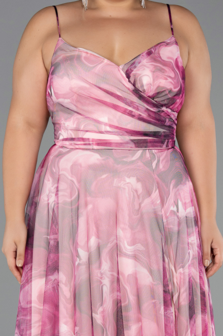 Abschlusskleid In Übergröße Lang Rosa ABU6558
