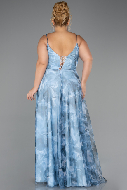 Abschlusskleid In Übergröße Lang Eisblau ABU6558