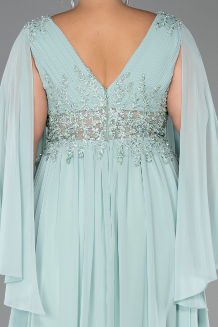 Kleider in Großen Größen Lang Chiffon Minzgrün ABU4638