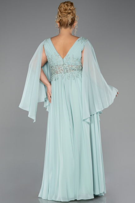 Kleider in Großen Größen Lang Chiffon Minzgrün ABU4638