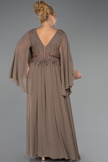 Kleider in Großen Größen Lang Chiffon Nerzbraun ABU4638