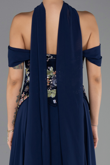 Abendkleid Lang Chiffon Marineblau ABU6588