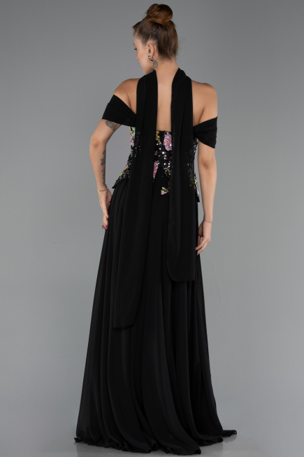 Abendkleid Lang Chiffon Schwarz ABU6588