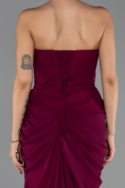 Abendkleid Lang Chiffon Pflaume ABU6589