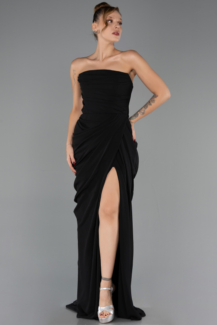 Abendkleid Lang Chiffon Schwarz ABU6589