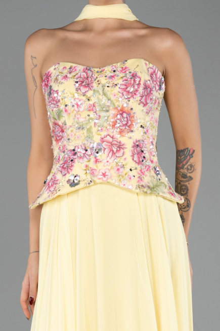 Abendkleid Lang Chiffon Gelb ABU6391