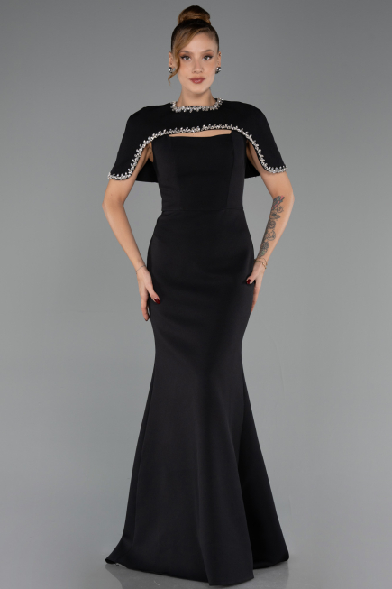 Abendkleid im Meerjungfrau-Stil Lang Schwarz ABU6591