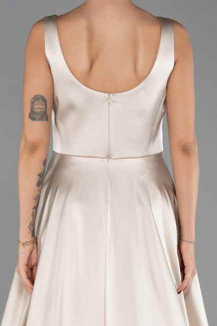 Abschlusskleid Lang Satin Beige ABU6572