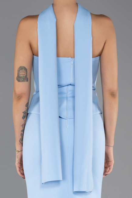 Abendkleid im Meerjungfrau-Stil Lang Eisblau ABU6575