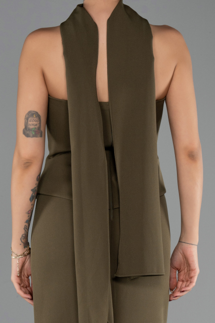 Abendkleid im Meerjungfrau-Stil Lang Khaki ABU6575