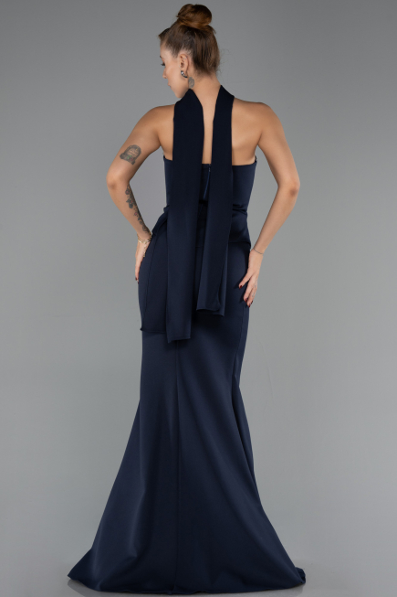 Abendkleid im Meerjungfrau-Stil Lang Marineblau ABU6575