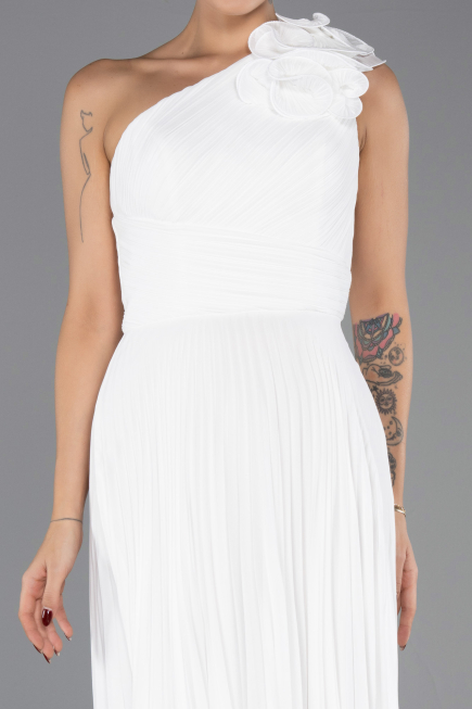 Abendkleid Lang Chiffon Weiß ABU6593