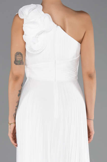 Abendkleid Lang Chiffon Weiß ABU6593