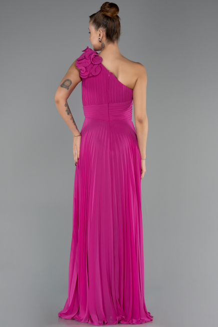 Abendkleid Lang Chiffon Fuchsie ABU6593