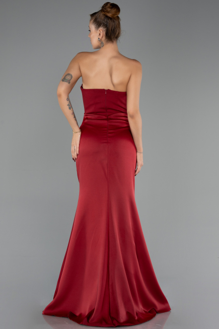 Abschlusskleid Lang Satin Weinrot ABU6512