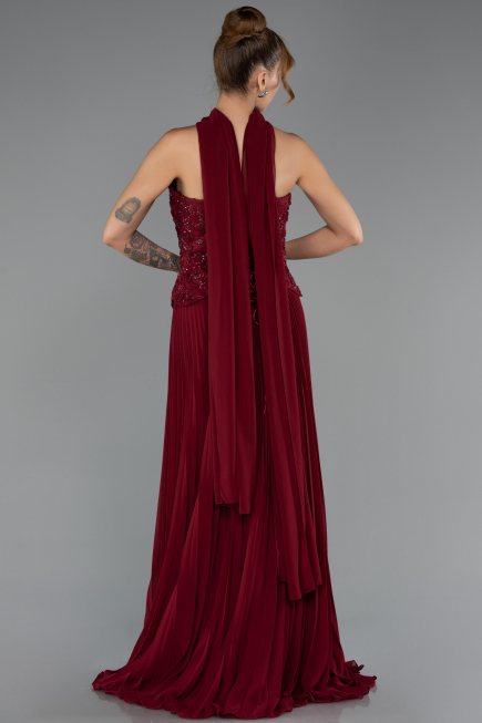 Abendkleid Lang Chiffon Weinrot ABU6436