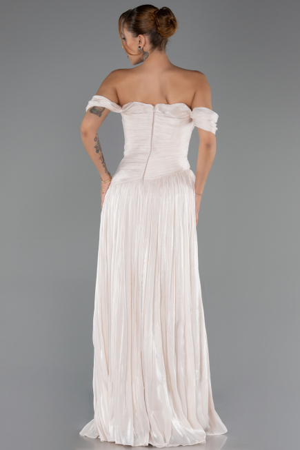 Abschlusskleid Lang Chiffon Beige ABU6602