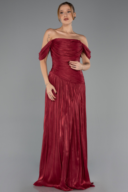 Abschlusskleid Lang Chiffon Weinrot ABU6602