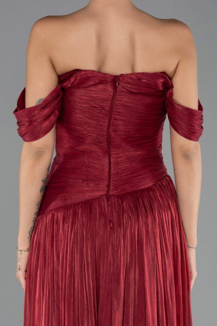 Abschlusskleid Lang Chiffon Weinrot ABU6602