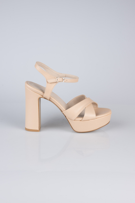Plateauschuhe Leder Hautfarben ABD2104