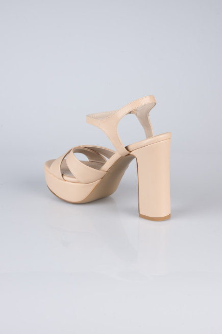 Plateauschuhe Leder Hautfarben ABD2104