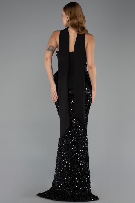 Abendkleid im Meerjungfrau-Stil Lang Schwarz ABU6620