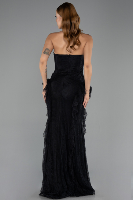 Abendkleid im Meerjungfrau-Stil Lang Spitze Schwarz ABU6621