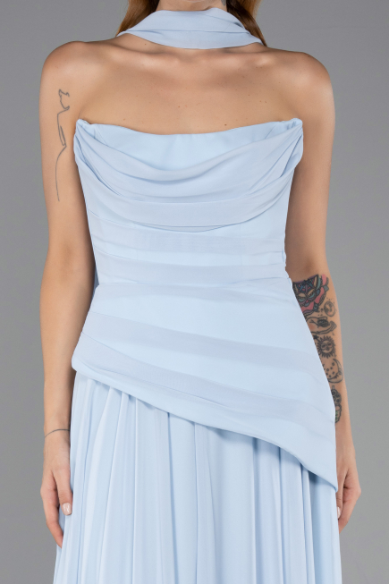 Abschlusskleid Lang Chiffon Eisblau ABU5763