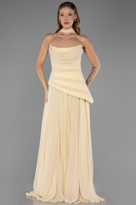 Abschlusskleid Lang Chiffon Gelb ABU5763