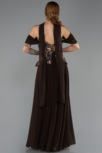 Abendkleid Lang Chiffon Braun ABU6612