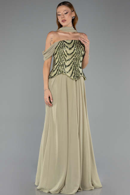 Abendkleid Lang Chiffon Pistaziengrün ABU6532