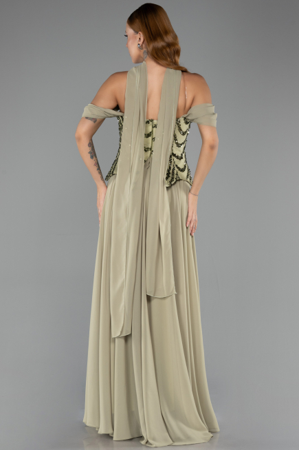 Abendkleid Lang Chiffon Pistaziengrün ABU6532