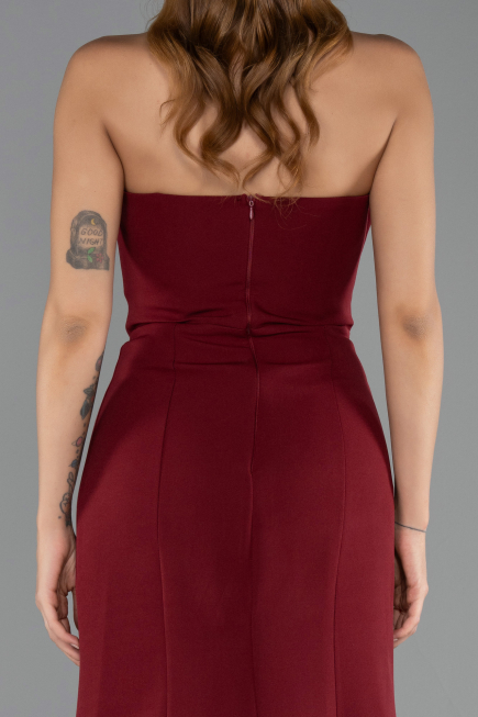 Abendkleid im Meerjungfrau-Stil Lang Weinrot ABU6526
