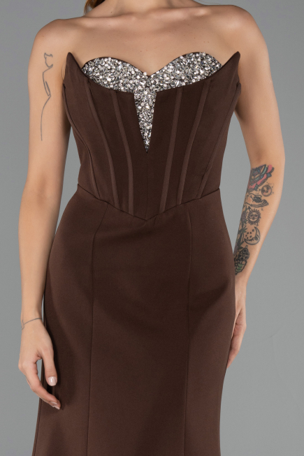 Abendkleid im Meerjungfrau-Stil Lang Braun ABU6526