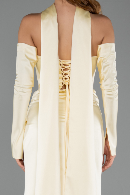 Abendkleid Lang Satin Gelb ABU6616