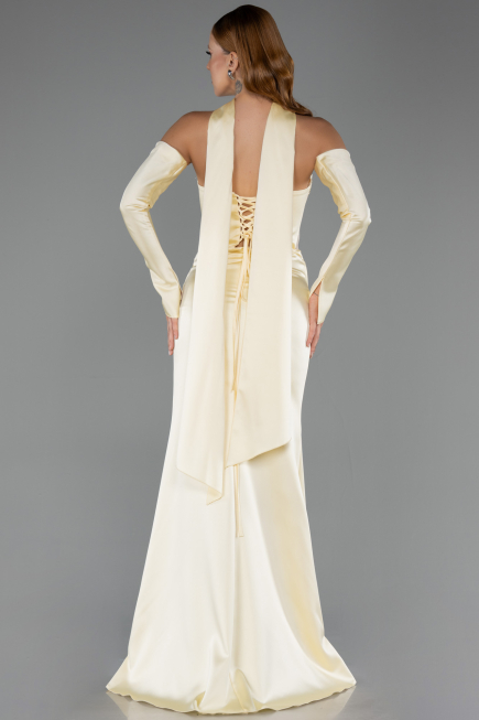 Abendkleid Lang Satin Gelb ABU6616