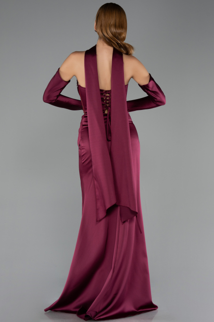 Abendkleid Lang Satin Kirschrot ABU6616