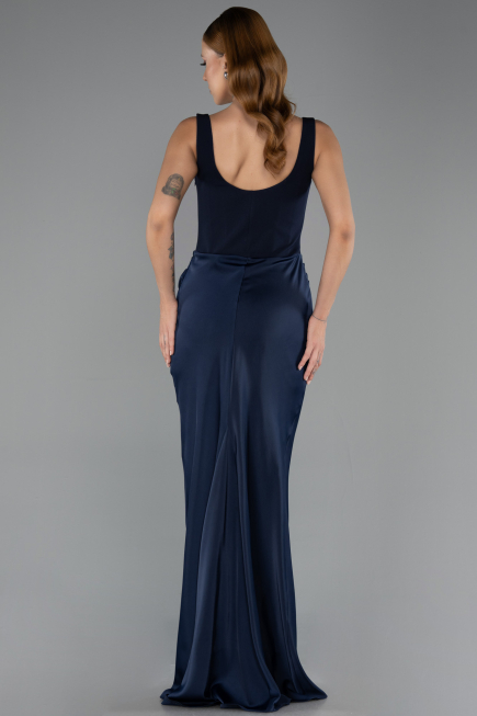 Abschlusskleid Lang Satin Marineblau ABU5990