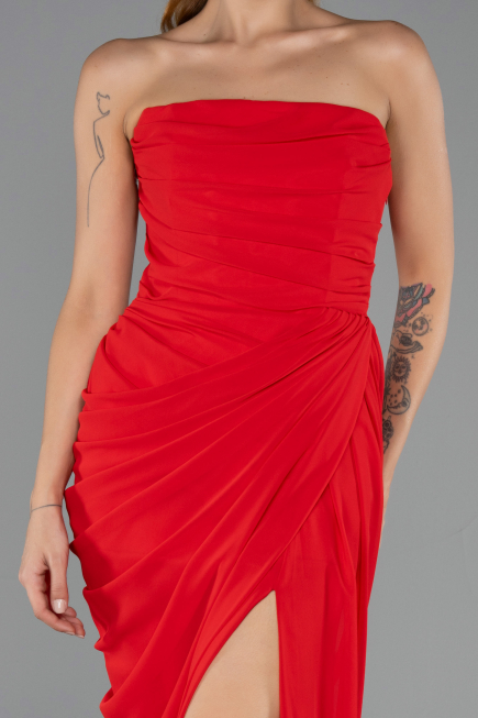Abendkleid Lang Chiffon Rot ABU6589