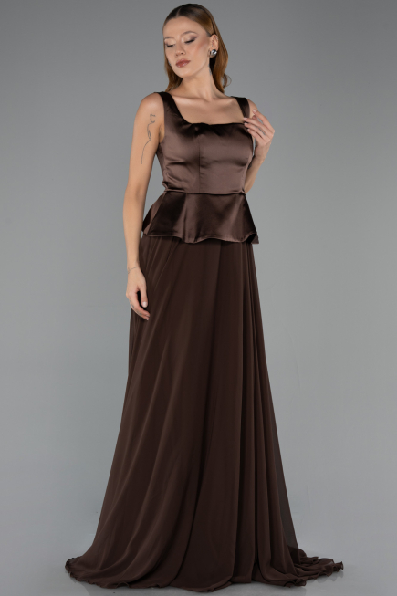 Abendkleid Lang Chiffon Braun ABU6568