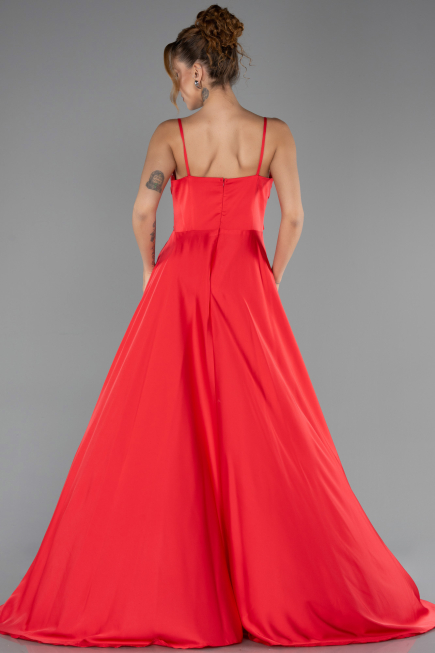 Abschlusskleid Lang Satin Rot ABU5146