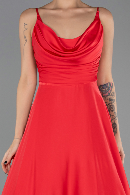 Abschlusskleid Lang Satin Rot ABU5146