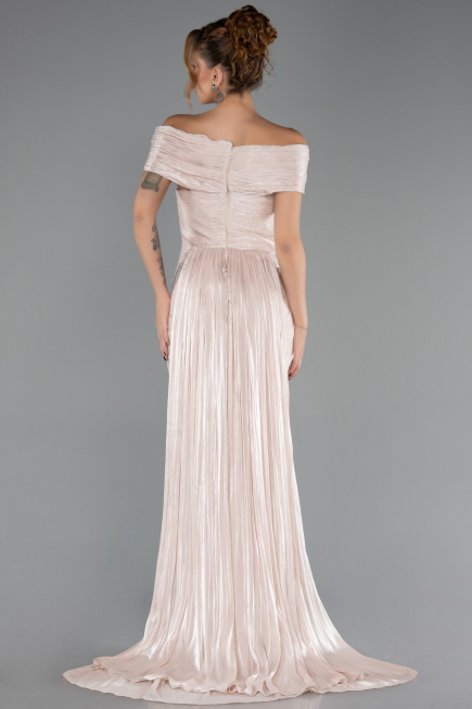 Abschlusskleid Lang Chiffon Beige ABU6581