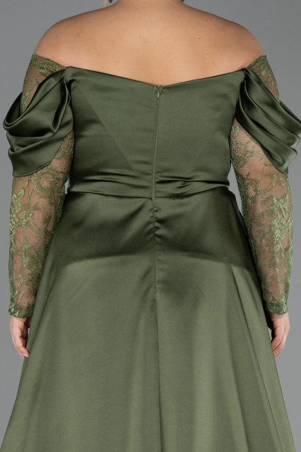 Kleider in Großen Größen Lang Satin Khaki ABU5261
