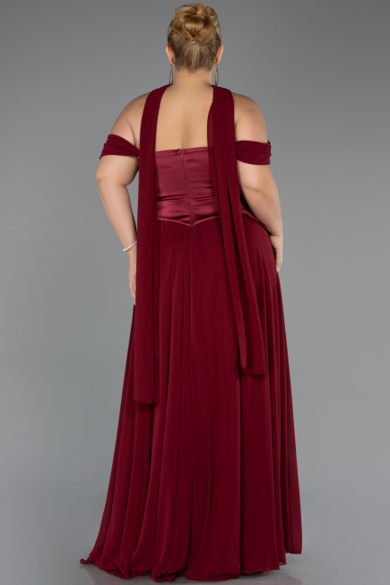 Weinrot Abendgarderobe İn Großen Größen Chiffon Lang ABU5551
