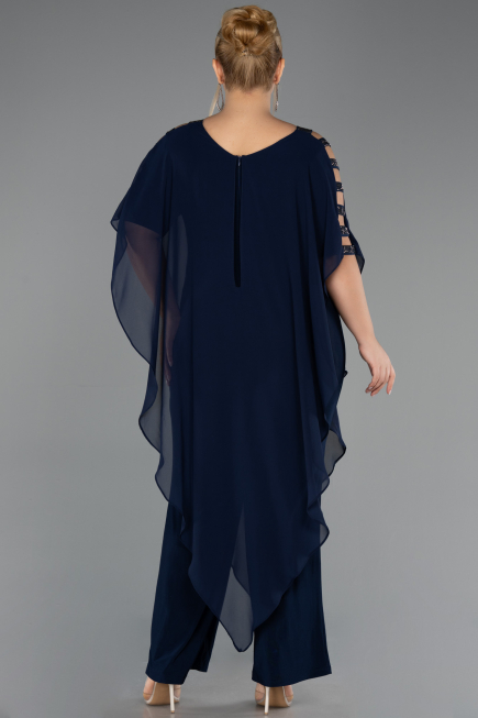 Kleider in Großen Größen Chiffon Marineblau ABT080