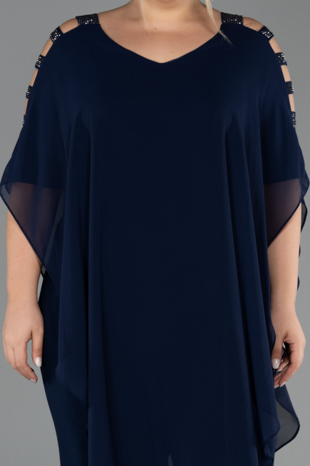 Kleider in Großen Größen Chiffon Marineblau ABT080