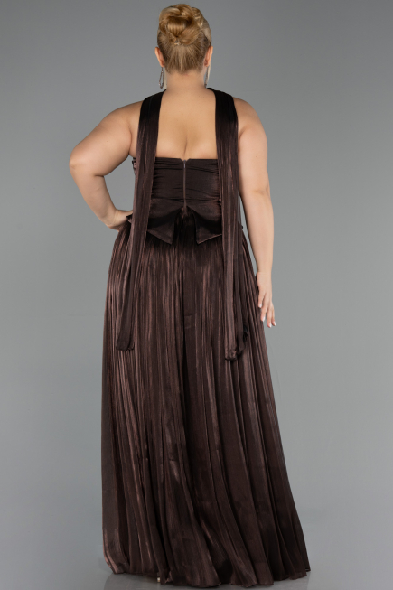 Abendkleid in Übergröße Lang Chiffon Braun ABU5958