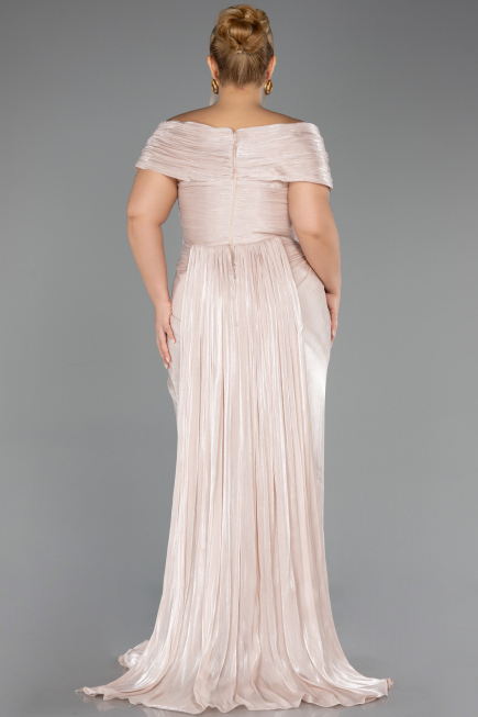 Abendkleid in Übergröße Lang Chiffon Beige ABU6604