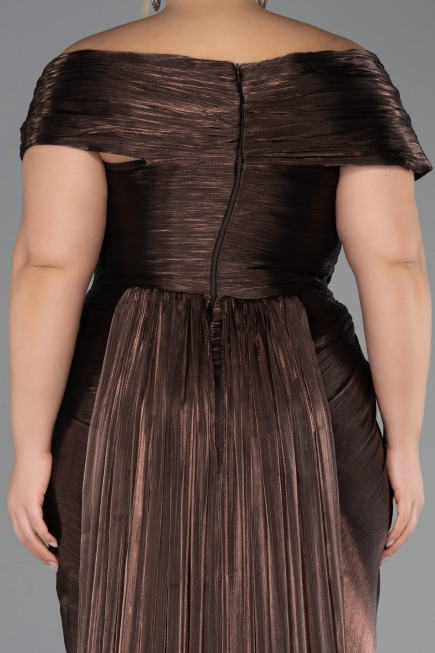 Kleider in Großen Größen Lang Chiffon Braun ABU6604